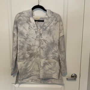 Melloday White and Gray Tie Dye Hoodie Sweatshirt